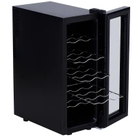 HOMCOM® Weinkühlschrank Freistehender Einzonen-Kühlschrank 12 Flaschen 11-18 °C ESG(m-6)