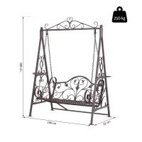 Outsunny® Hollywoodschaukel für 2 Personen Gartenschaukel mit Ablagen Stahl Braun(m-2)