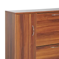 HOMCOM Schuhschrank Schuhkipper Schuhregal 3 Klappen 18 Paar Walnuss(m-5)