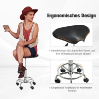 HOMCOM® Sattelhocker für Büro Salon Massage verstellbar Drehhocker Rollhocker Schwarz(m-9)