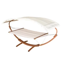 Outsunny® hängemattengestell holz Hängematte mit Gestell Sonnenliege Gartenliege Sonnendach Lärche 180kg(m-1)