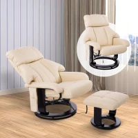 HOMCOM Massagesessel Fernsehsessel Sessel mit Hocker Massage mit Wärmefunktion und Vibration Beige(m-2)