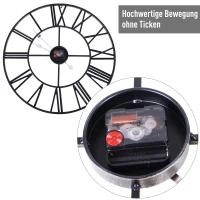 HOMCOM® Wanduhr mit Römischer Ziffern Lautlos Quarzuhr Ohne Ticken Metall Bronze ∅58,5 x 3,5 cm(m-4)