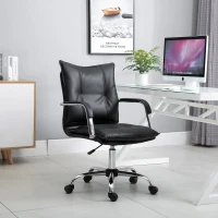Vinsetto® Bürostuhl Drehstuhl Kunstleder Schwarz(m-2)