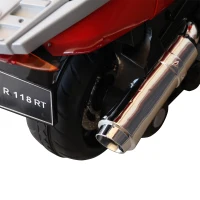 HOMCOM® Kinder-Motorrad Elektrofahrzeuge Motorrad für 3-8-jährige Kinder MP3 3-7 Km/h PP Rot 120×60×65 cm(m-10)