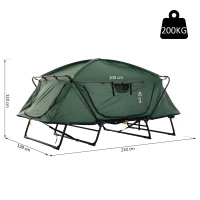 Outsunny® Faltbares Campingzelt 2-Schicht-Zelt Tragetasche Stahl Alu Oxford Grün(m-3)