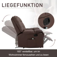 HOMCOM® Massagesessel mit Wärmefunktion Fernsehsessel Relaxsessel Braun(m-4)
