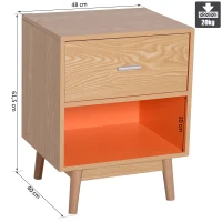 HOMCOM® Nachttisch  Nachtkommode Konsole Beistelltisch mit Schublade Holz 48 x 40 x 61,5 cm(m-2)