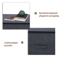 HOMCOM® Schubladenschrank Aufbewahrungsschrank mit 4 faltbaren Stoffschubladen Metallgestell + Holz + Leinen Grau 45 x 30 x 92 cm(m-5)