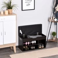 HOMCOM Schuhbank, Sitzbank, Sitztruhe, Eingangsbereich, Diele, PU, Schwarznussbaum, 80 × 30 × 45 cm(m-7)