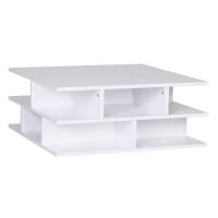 HOMCOM® Couchtisch Beistelltisch Wohnzimmertisch Sofatisch Satztisch 12 x Ablage Holz Weiß 70 x 70 x 29 cm(m-3)
