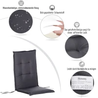 Outsunny® Stuhlauflage Auflage Gartenstuhl Sitzkissen Niederlehner Polster Polyester Grau(m-6)