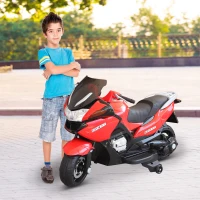 HOMCOM® Kinder-Motorrad Elektrofahrzeuge Motorrad für 3-8-jährige Kinder MP3 3-7 Km/h PP Rot 120×60×65 cm(m-1)