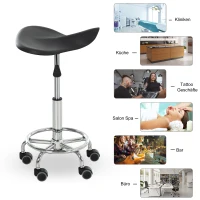 HOMCOM® Sattelhocker für Büro Salon Massage verstellbar Drehhocker Rollhocker Schwarz(m-15)