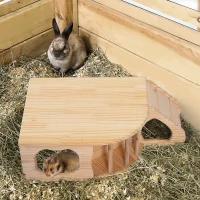 PawHut® Kleintier Stall Haustier Wohnung Hamsterwohnung Tannenholz 60 x 37 x 19,7 cm(m-2)