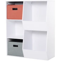 HOMCOM® Aufbewahrungsregal mit 5 Fächern Standregal Spielzeugregal 2 Schubladen MDF Weiß(m-1)