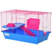 PawHut® Kleintierkäfig Tierkäfig Nagerkäfig Starter-Set mit allem Zubehör Stahl+PP Blau(m-1)