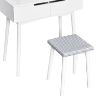 HOMCOM Schminktisch mit Hocker Kosmetiktisch mit LED Spiegel und 2 Schubladen Weiß, 80 x 40 x 125,5 cm(m-9)