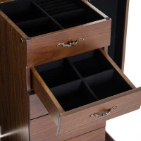 HOMCOM® Schmuckschrank mit Spiegel Schmuckkasten Holz Braun(m-9)