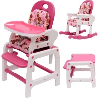 Kinderhochstuhl Kombihochstuhl Multifunktion Babyhochstuhl mit Schaukelfunktion rosa(m-1)