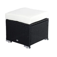 Outsunny Polyrattan Hocker Fußhocker Lounge für Sitzgruppe Rattan Gartenmöbel Garnitur Würfel Alu(m-1)