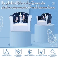 HOMCOM® Kindersessel mit Raketen Minisessel Kindersofa Kindermöbel ab 3 Jahre Flanell(m-6)