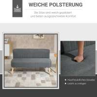HOMCOM 2-Sitzer Couch Stoffsofa Polstersofa Sitzmöbel Holz hellgrau 117 x 56,5 x 77 cm(m-5)