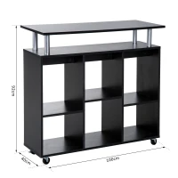 HOMCOM® Küchenwagen Servierwagen Rollwagen mit 6 Fächern Schwarz(m-2)