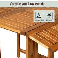 Outsunny® 5 tlg. Sitzgarnitur Gartensitzgruppe Esstischgruppe Gartenmöbel klappbar 1 Tisch + 4 Stühle Akazienholz Teak 100,5 x 82 x 75 cm(m-6)
