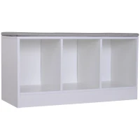 HOMCOM® Schuhbank mit Sitzkissen Schuhschrank Schuhregal Lowboard Garderobe Flur Diele Holz Weiß 89,6 x 35,6 x 47 cm(m-7)