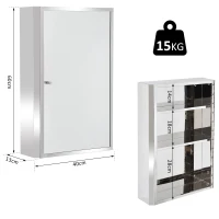 HOMCOM® Badschrank Hängeschrank Wandschrank Badmöbel Spiegelschrank Edelstahl Silber(m-3)