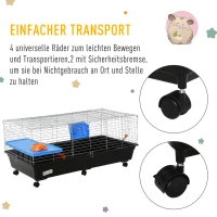 PawHut® Kleintierkäfig Rollbarer Nagerkäfig Starter-Set mit allem Zubehör 119x59x50cm(m-6)