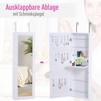 HOMCOM® Spiegelschrank Schmuckschrank mit Innenspiegel ausklappbare Wandspiegel höhenverstellbar Weiß(m-4)