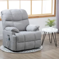 HOMCOM® Massagesessel mit Wärmefunktion Relaxsessel Fernbedienung USB Kurzplüsch Grau(m-2)