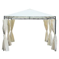 Outsunny® Gartenpavillon Pavillon Festzelt Partyzelt wetterfest Zelt mit Seitenwänden Cremeweiß 4 x 3 m(m-4)