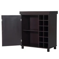 HOMCOM Weinschrank Küchenschrank 12 Flaschen mit Tablett Kaffeebraun(m-4)