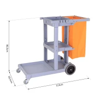 HOMCOM® Putzwagen Systemwagen 3 Ablagen mit Abfallsack Grau(m-3)