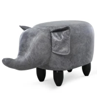 HOMCOM® Hocker für Kinder Kinderhocker Sitzhocker im Tier-Design Elefant Grau(m-1)