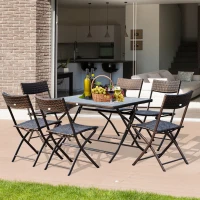 Outsunny® Polyrattan Sitzgruppe 7 tlg. Gartenset klappbar Braun(m-1)