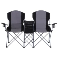 Outsunny® Doppel-Campingstuhl Klappstuhl mit Getränkehalter und Eisbeutel Armlehne Oxford(m-4)