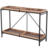 HOMCOM® Beistelltisch Couchtisch Konsolentisch Faltbar mit 4 Fächer Aufbewahrung Vintage-Muster MDF 120 x 40 x 84 cm(m-3)