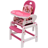 Kinderhochstuhl Kombihochstuhl Multifunktion Babyhochstuhl mit Schaukelfunktion rosa(m-3)