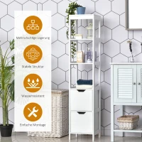 kleankin® Badezimmerregal Badeschrank Küchenschrank mit 1 Schränke 3 offene Regale MDF(m-6)