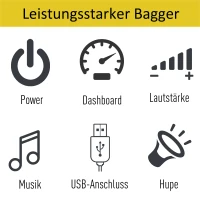 HOMCOM Kinderfahrzeug Elektroauto Kinder Traktor Bulldozer Bagger Trettraktor MP3 3–6 Jahre PP Gelb 106,9 x 41,2 x 53 cm(m-5)