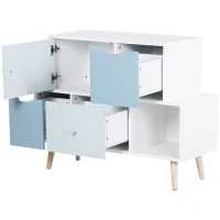 HOMCOM® Kinderzimmer Schrank Kinderschrank 3 Schubladen Aufbewahrungsregal MDF Blau(m-7)
