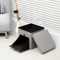 HOMCOM Faltbarer Sitzwürfel mit Stauraum Aufbewahrungsbox grau(m-8)