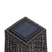 Outsunny® Solarlampe Rattan Gartenlampe Lichtsensor automatisch + mit Schalter wasserdicht kaffeebraun L19 x B19 x H68 cm(m-5)