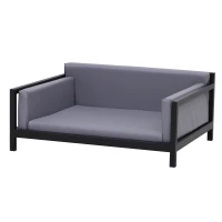 PawHut® Hundesofa Hundebett Hundecouch Haustierbett Hundematte Kunstleder Schwarz(m-3)