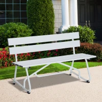 Outsunny® Parkbank 2-Sitzer Garten Weiß B120 x T53 x H70cm(m-1)