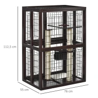 PawHut® Katzenhaus Katzen Käfig Hängematte Sisal-Säulen & Matte Massivholz Metalldraht(m-3)